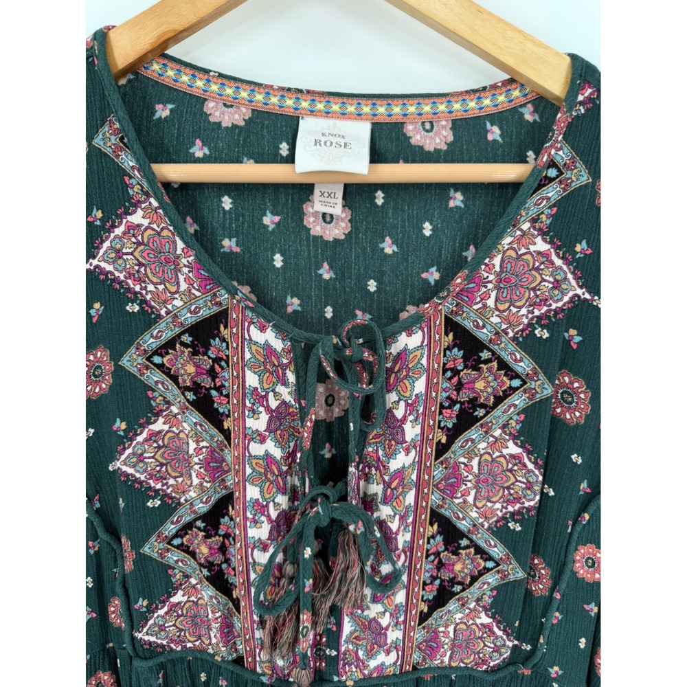 Knox Rose Womens XXL Midi Dress Floral Boho Hippie Peasant Festival Flowy Folk - Picture 5 of 8